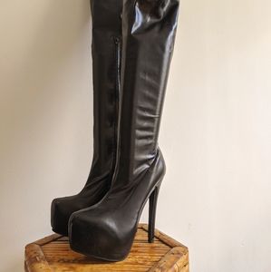 Costume thigh high black heels